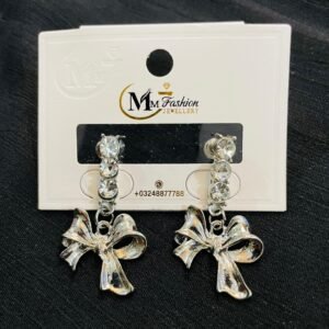 bow silver earrings